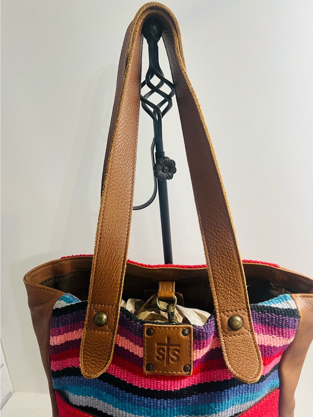 STS Ranchwear Fiesta Serape Tote Purse Bag Saddle Blanket Woven Geometric Aztec - Picture 4 of 16